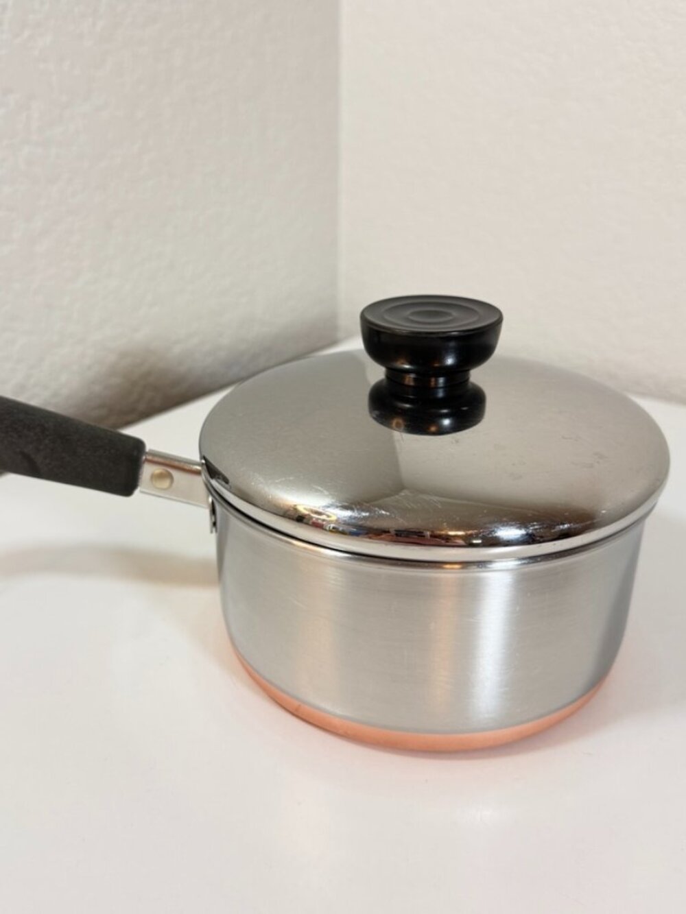 VTG Revere Ware 1 Qt -98d Saucepan Stainless Steel Copper Bottom Clinton w/ Lid